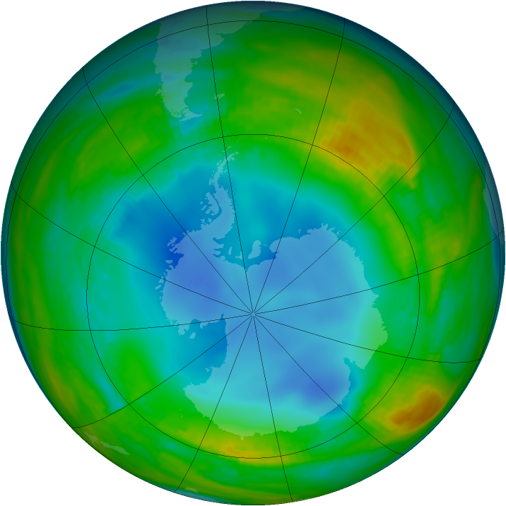 Antarctic ozone map for 22 July 1986